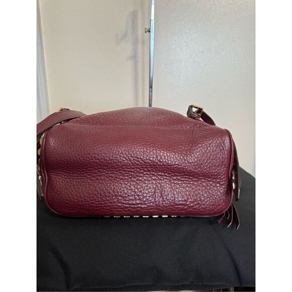 Michael Kors Rhea Women's Burgundy Gold Tone Leather Studded Backpack Size Small - Picture 4 of 13